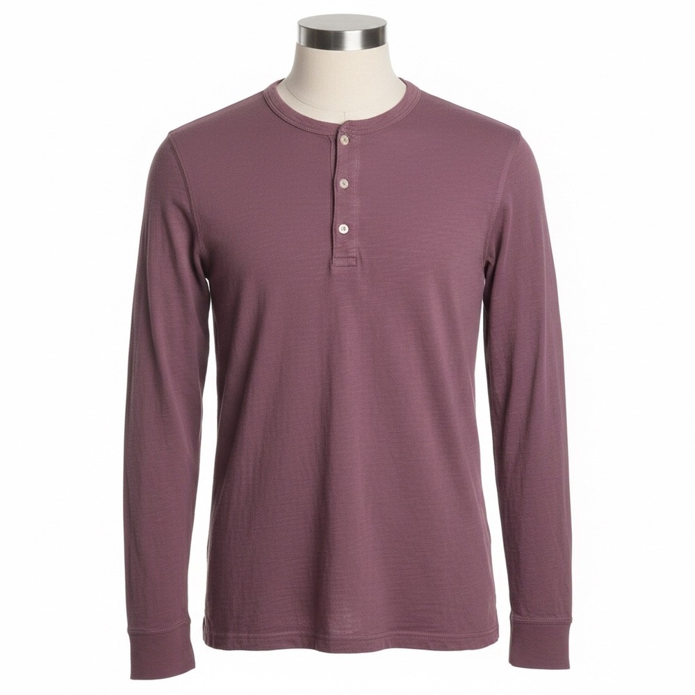 UNTUCKit Henley Shirt Yannik Men Large Burgundy Maroon Button Casual Top